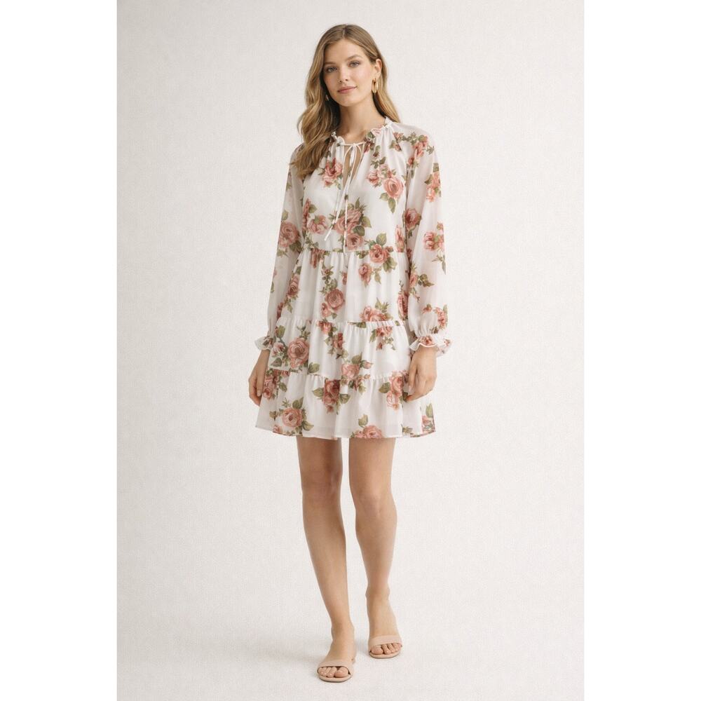 Show Me Your Mumu Birdie Mini Dress Floral Chiffon Romantic Size L